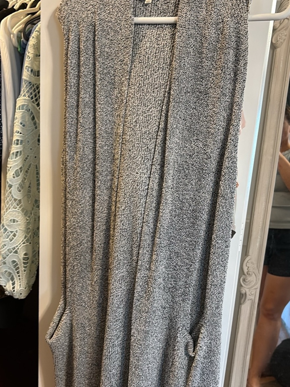 Aritzia Gray Marled Knit Maxi Cardigan